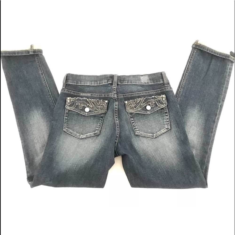 Miss Me Skinny Fleur De Lis Jeans Womens 28x32